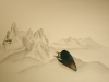 Bruno Benuzzi, paesaggio rustico sublime o sindrome del nido-vuoto, 2011, tecnica mista su carta cm 70x100