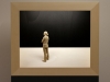 Peter Demetz -  donna che osserva 2014 - tiglio acrilico e neoon - cm 55x65x15,5