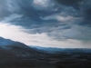 Pioggia sopra le colline, olio su tela, cm 120x60