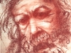 Volto, sanguigna su carta preparata a gesso, cm 31x21